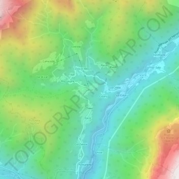 Mapa topográfico Celat, altitude, relevo