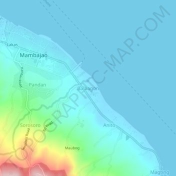 Mapa topográfico Balbagon, altitude, relevo