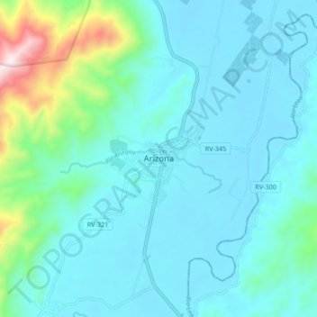 Mapa topográfico Arizona, altitude, relevo