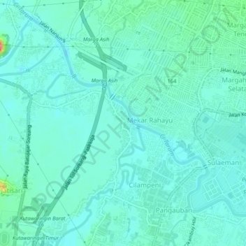 Mapa topográfico Pameuntasan, altitude, relevo