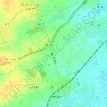 Mapa topográfico Quinquibus, altitude, relevo