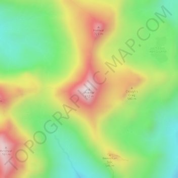 Mapa topográfico Askival, altitude, relevo