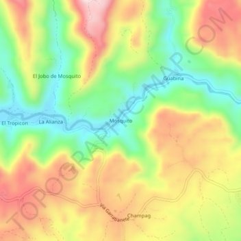 Mapa topográfico Mosquito, altitude, relevo