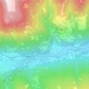 Mapa topográfico Termenago, altitude, relevo