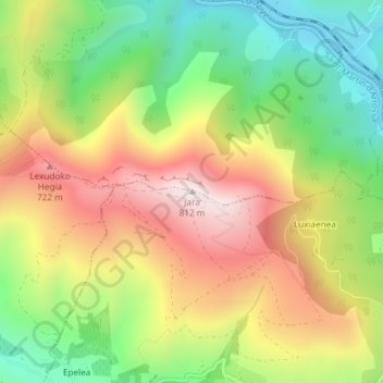 Mapa topográfico Jara, altitude, relevo