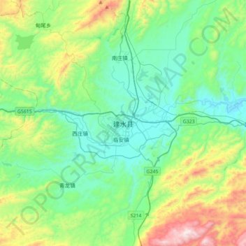 Mapa topográfico 建水县, altitude, relevo