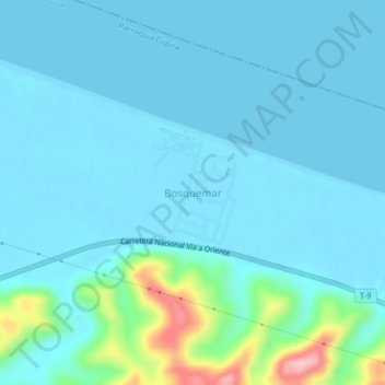 Mapa topográfico Bosquemar, altitude, relevo