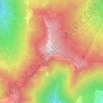 Mapa topográfico Monte Caio, altitude, relevo