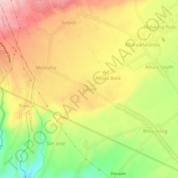 Mapa topográfico Luyos, altitude, relevo