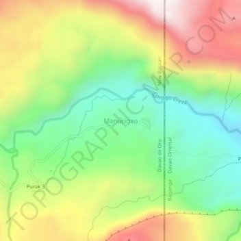 Mapa topográfico Manurigao, altitude, relevo