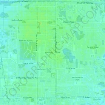 Mapa topográfico Beverley Terrace, altitude, relevo