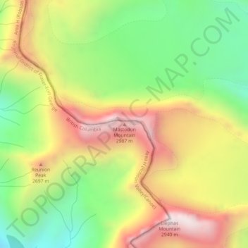 Mapa topográfico Mastodon Mountain, altitude, relevo