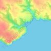 Mapa topográfico Cala Llombards, altitude, relevo