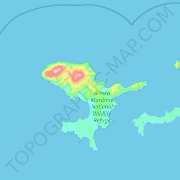 Mapa topográfico Tanaga Island, altitude, relevo