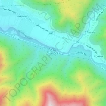 Mapa topográfico El Peumo Poniente, altitude, relevo