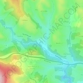 Mapa topográfico Juré, altitude, relevo