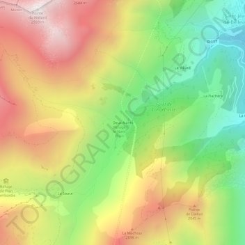 Mapa topográfico Deux-Nants, altitude, relevo