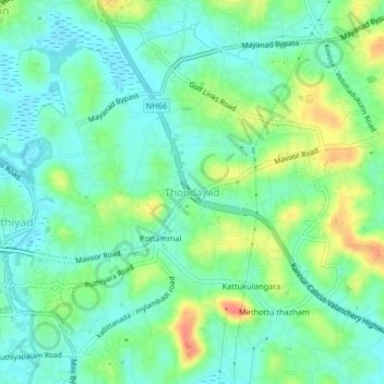 Mapa topográfico Thondayad, altitude, relevo