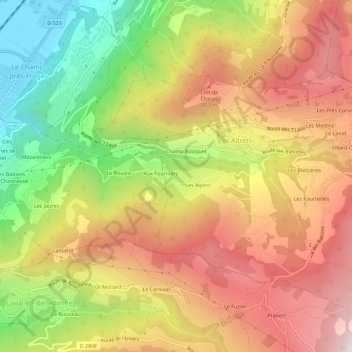 Mapa topográfico La Planta, altitude, relevo