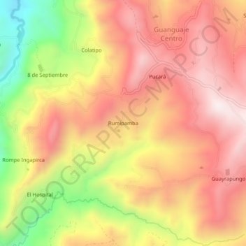 Mapa topográfico Rumipamba, altitude, relevo