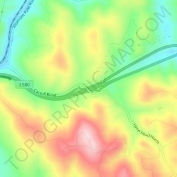 Mapa topográfico Altamont Pass, altitude, relevo