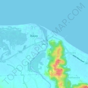 Mapa topográfico Yauan, altitude, relevo