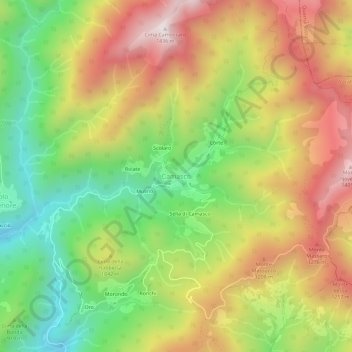 Mapa topográfico Camasco, altitude, relevo
