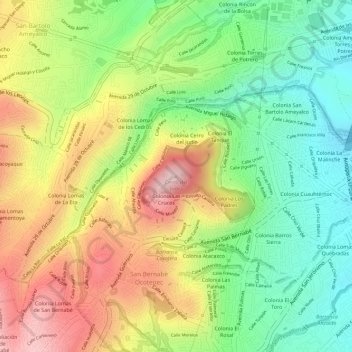 Mapa topográfico Cerro del Judio, altitude, relevo