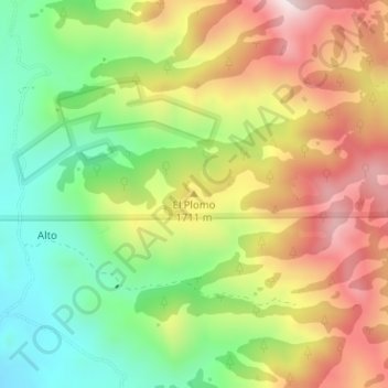 Mapa topográfico El Plomo, altitude, relevo