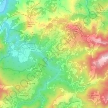 Mapa topográfico Casavecchia, altitude, relevo