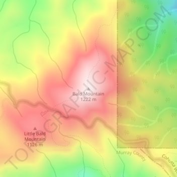 Mapa topográfico Bald Mountain, altitude, relevo