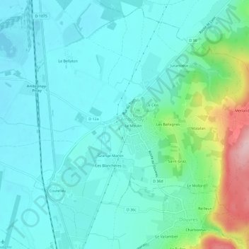 Mapa topográfico Le Plat, altitude, relevo