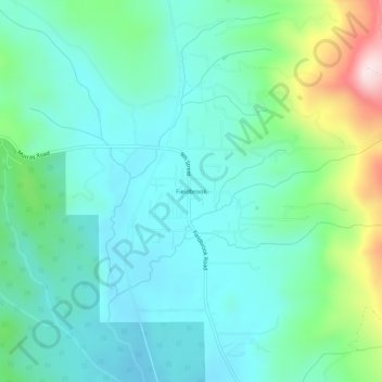 Mapa topográfico Fieldbrook, altitude, relevo