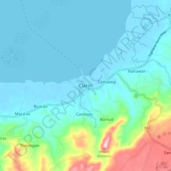 Mapa topográfico Clarin, altitude, relevo