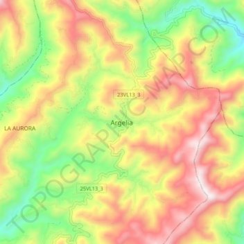 Mapa topográfico Argelia, altitude, relevo