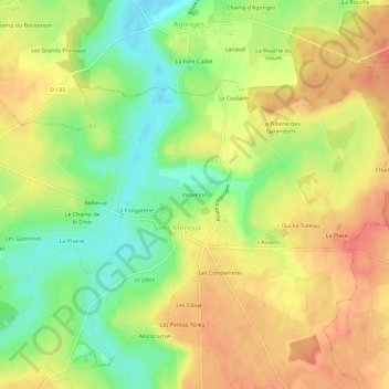 Mapa topográfico Vinsenon, altitude, relevo