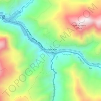 Mapa topográfico Entrada a las Juntas, altitude, relevo