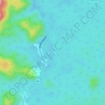 Mapa topográfico Mboka, altitude, relevo