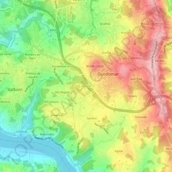Mapa topográfico Pevidal, altitude, relevo