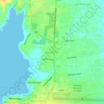 Mapa topográfico San Pedro, altitude, relevo