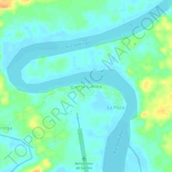 Mapa topográfico Puerto Galilea, altitude, relevo