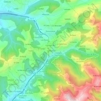 Mapa topográfico La Foyaca, altitude, relevo