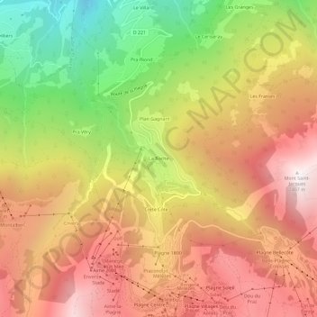 Mapa topográfico La Roche, altitude, relevo