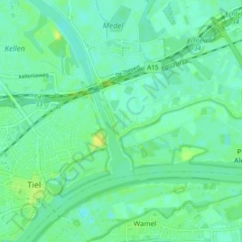 Mapa topográfico Den Akker, altitude, relevo