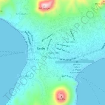 Mapa topográfico Potulando, altitude, relevo