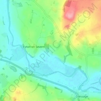 Mapa topográfico Dryton, altitude, relevo