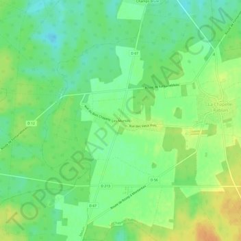Mapa topográfico Les Montils, altitude, relevo