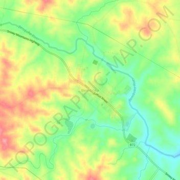 Mapa topográfico Bemboka, altitude, relevo
