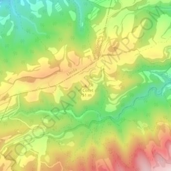 Mapa topográfico el Collet, altitude, relevo