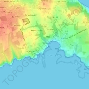 Mapa topográfico Mez Tal-er-Port, altitude, relevo